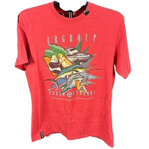 Mens Red Fresh Outdoors Fishing Graphic T-Shirt Medium
